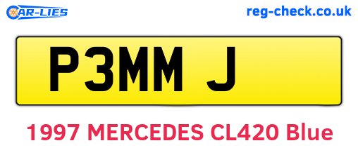 P3MMJ are the vehicle registration plates.