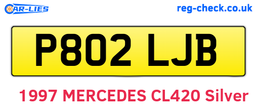P802LJB are the vehicle registration plates.