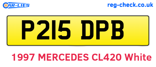 P215DPB are the vehicle registration plates.