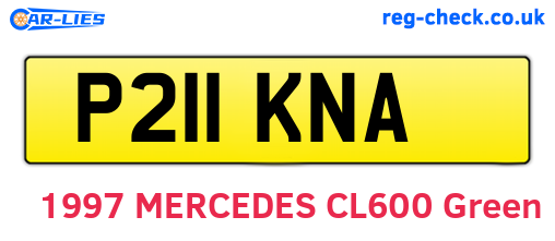 P211KNA are the vehicle registration plates.