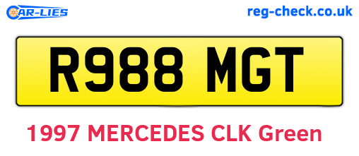 R988MGT are the vehicle registration plates.