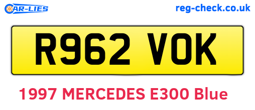 R962VOK are the vehicle registration plates.