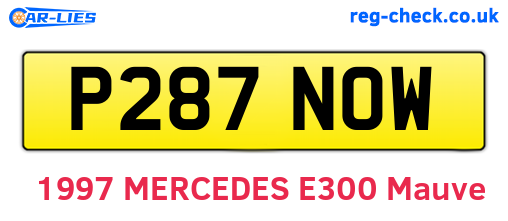 P287NOW are the vehicle registration plates.