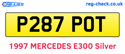 P287POT are the vehicle registration plates.