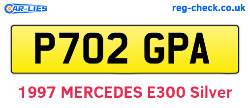 P702GPA are the vehicle registration plates.