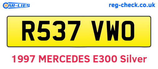 R537VWO are the vehicle registration plates.