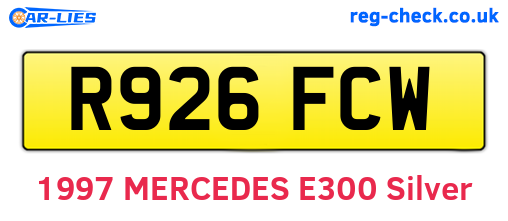 R926FCW are the vehicle registration plates.