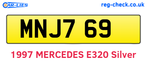MNJ769 are the vehicle registration plates.