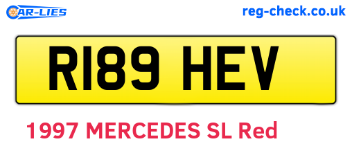 R189HEV are the vehicle registration plates.