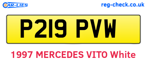 P219PVW are the vehicle registration plates.