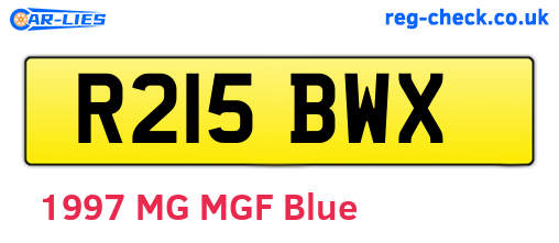 R215BWX are the vehicle registration plates.