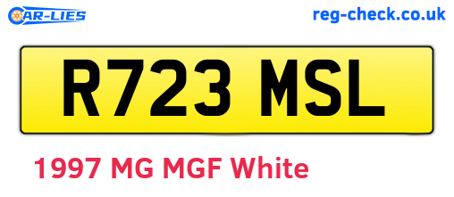 R723MSL are the vehicle registration plates.