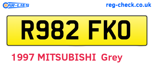 R982FKO are the vehicle registration plates.