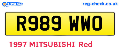 R989WWO are the vehicle registration plates.