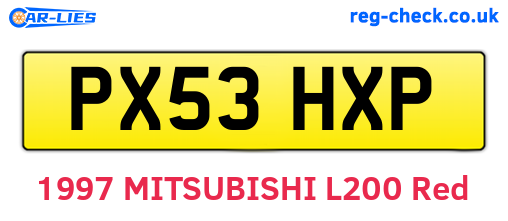 PX53HXP are the vehicle registration plates.