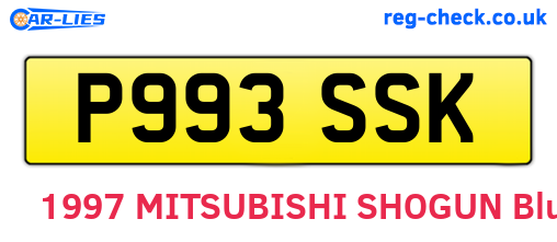 P993SSK are the vehicle registration plates.