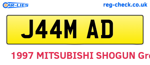 J44MAD are the vehicle registration plates.