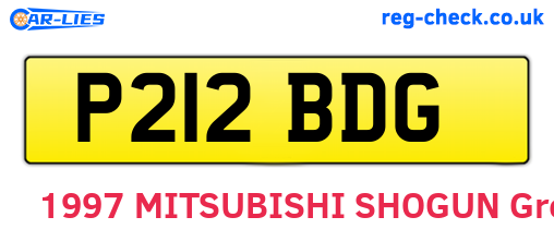 P212BDG are the vehicle registration plates.