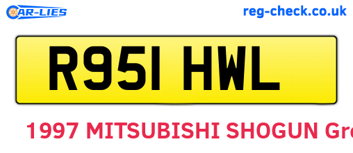 R951HWL are the vehicle registration plates.