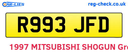 R993JFD are the vehicle registration plates.