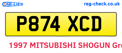 P874XCD are the vehicle registration plates.