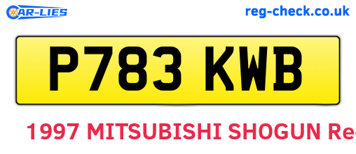 P783KWB are the vehicle registration plates.