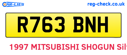 R763BNH are the vehicle registration plates.