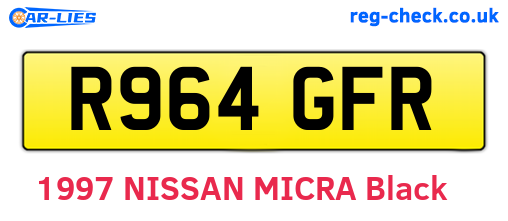 R964GFR are the vehicle registration plates.