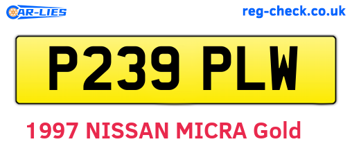 P239PLW are the vehicle registration plates.