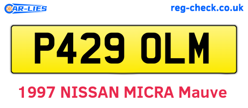 P429OLM are the vehicle registration plates.