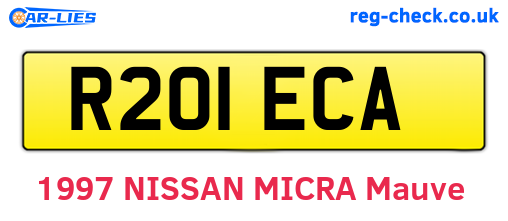 R201ECA are the vehicle registration plates.