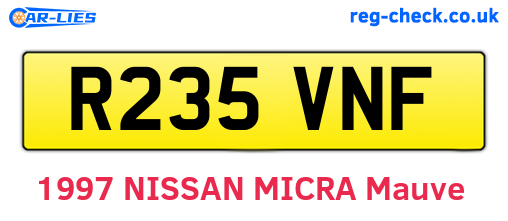R235VNF are the vehicle registration plates.