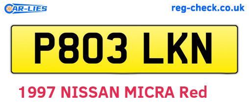 P803LKN are the vehicle registration plates.