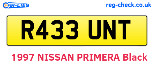 R433UNT are the vehicle registration plates.