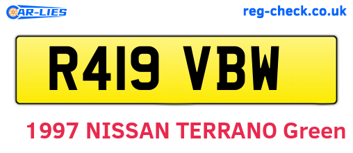 R419VBW are the vehicle registration plates.