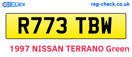 R773TBW are the vehicle registration plates.