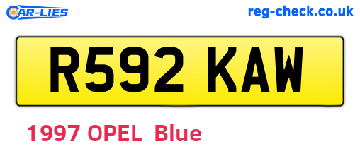 R592KAW are the vehicle registration plates.