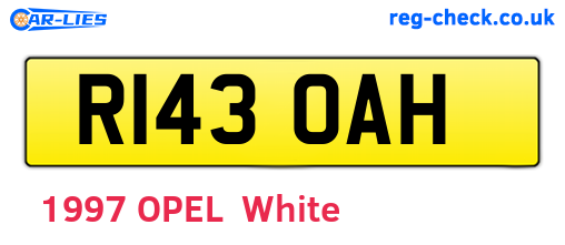 R143OAH are the vehicle registration plates.
