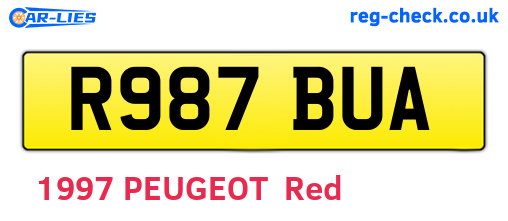 R987BUA are the vehicle registration plates.