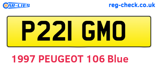 P221GMO are the vehicle registration plates.