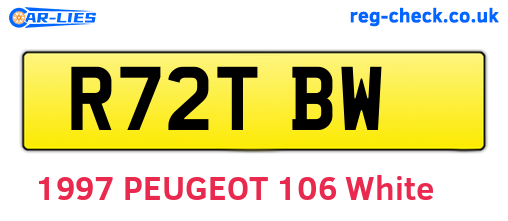 R72TBW are the vehicle registration plates.