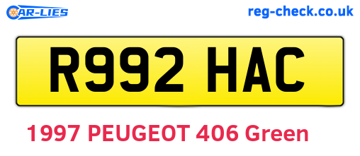 R992HAC are the vehicle registration plates.