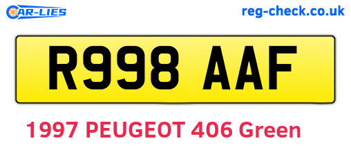 R998AAF are the vehicle registration plates.