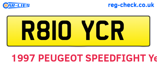 R810YCR are the vehicle registration plates.
