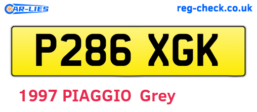 P286XGK are the vehicle registration plates.
