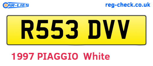 R553DVV are the vehicle registration plates.