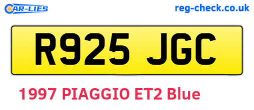 R925JGC are the vehicle registration plates.