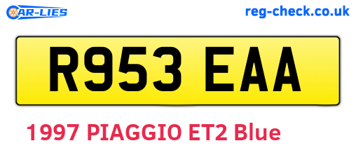 R953EAA are the vehicle registration plates.