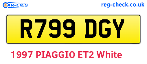 R799DGY are the vehicle registration plates.