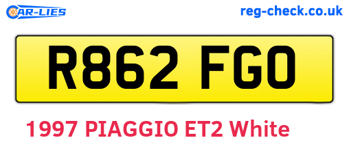 R862FGO are the vehicle registration plates.
